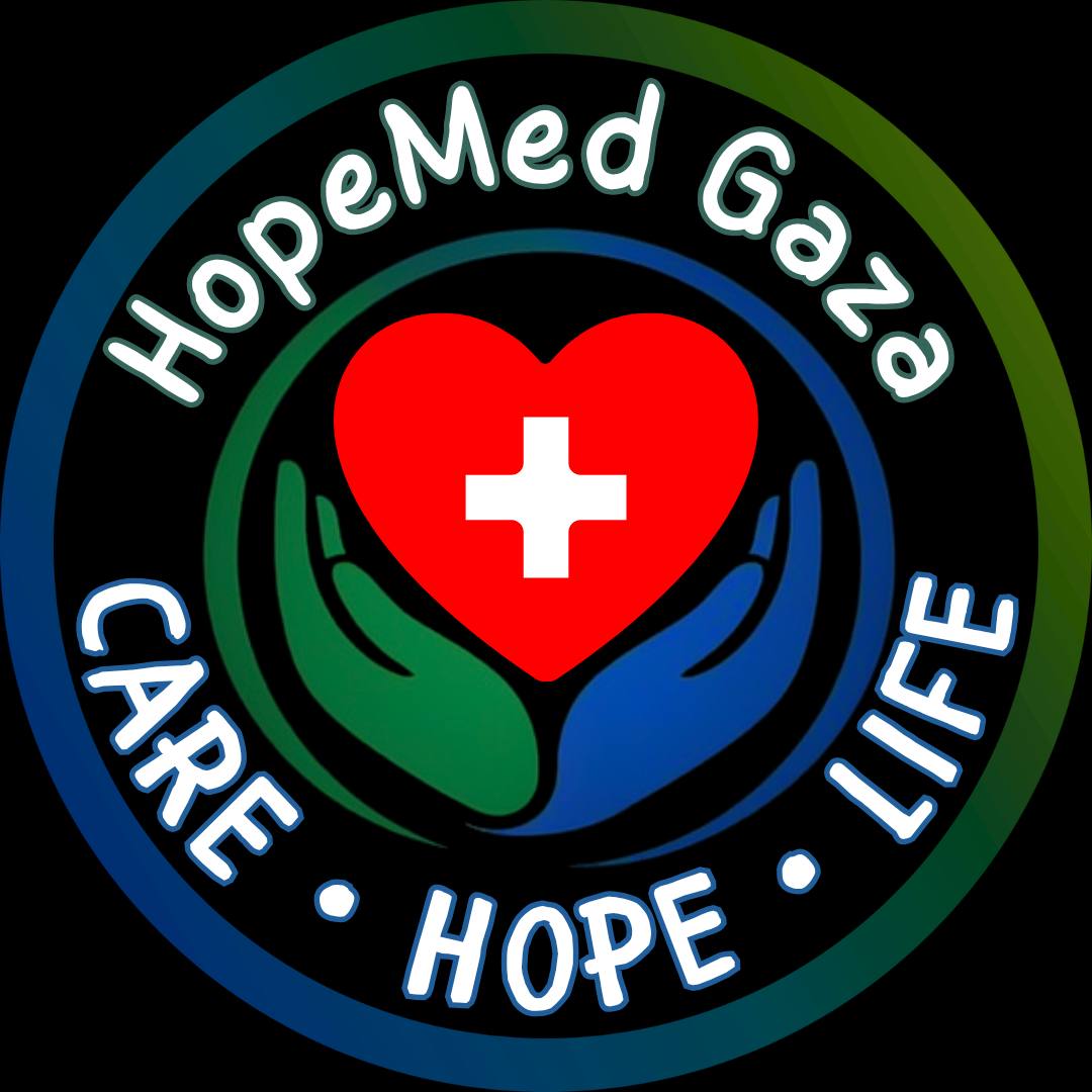 HopeMed Gaza dark logo — Care, Hope, Life