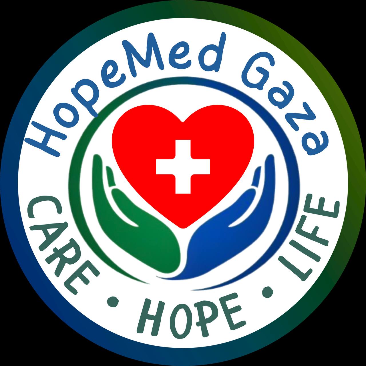 HopeMed Gaza light logo — Care, Hope, Life